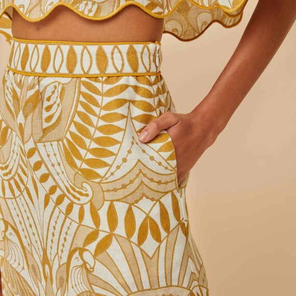 Farm Rio Off-White Lace Nature Midi Skirt - Picture 3 of 8